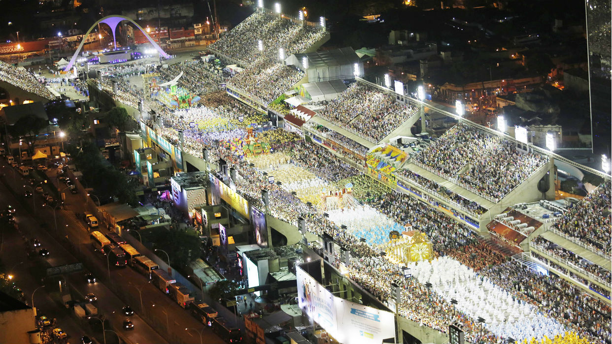 Una vista aérea del espectacular Sambódromo de Río de Janeiro